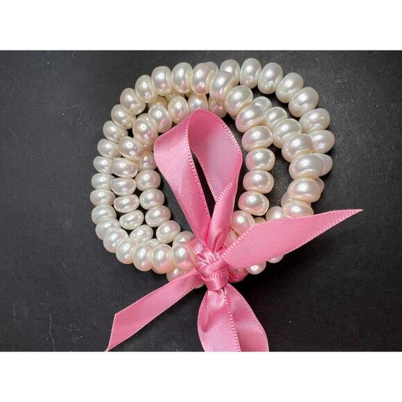 Freshwater pearl stretch bracelets set of 3 - Picture 1 of 11